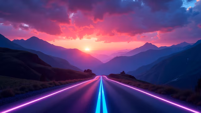 Neon Road Sunset