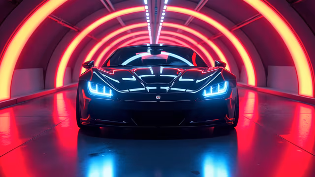 Neon Tunnel Car Illustration