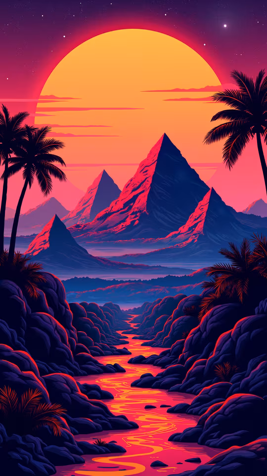 Retrowave Sunset Illustration