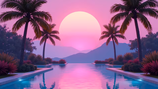 Retrowave Sunset Pool