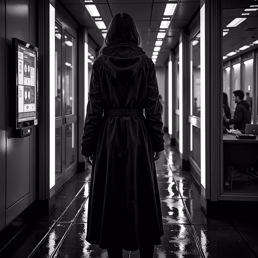 Silhouette in a Dimly Lit Hallway