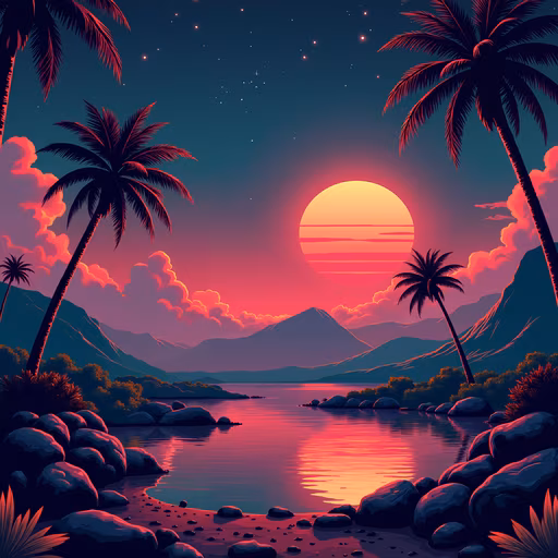 Sunset Beach Illustration