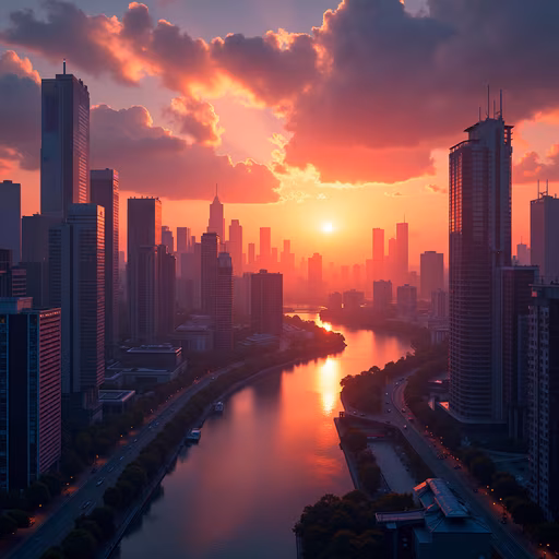 Sunset Cityscape Illustration