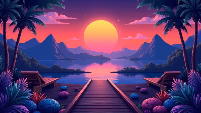 Sunset Dock Illustration