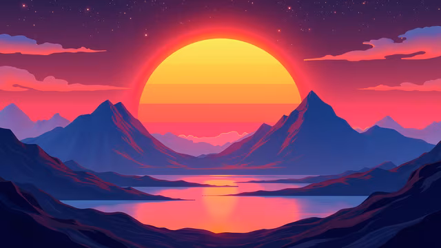 Sunset Over Mountains