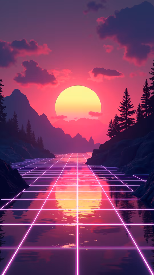 Synthwave Grid Sunset