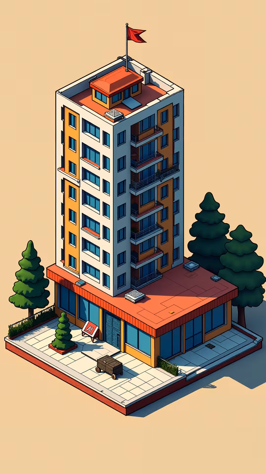 Urban Apartment Building Illustration