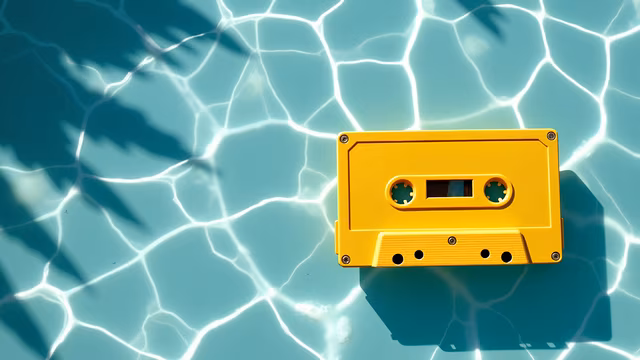 Yellow Cassette Tape Underwater