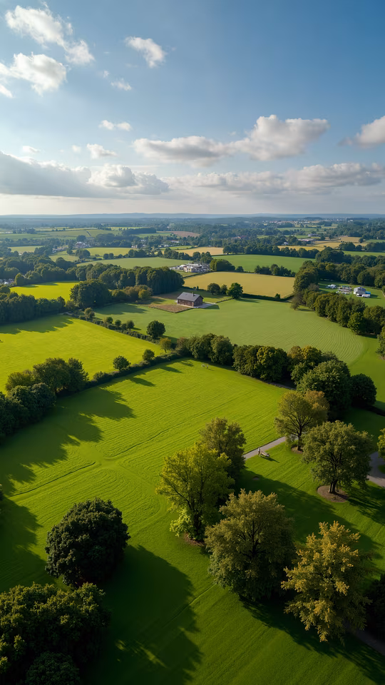 Aerial View of Green Fields