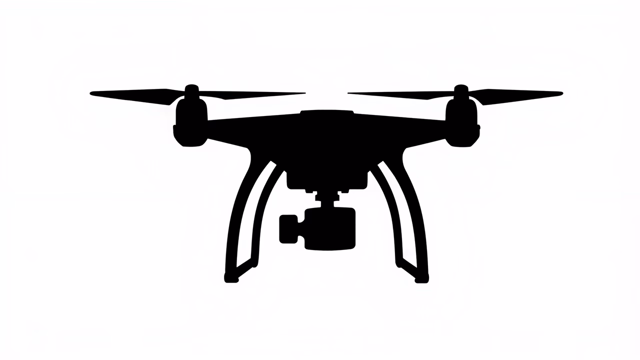 Minimalist drone silhouette in black and white, emphasizing simplicity and elegance.
