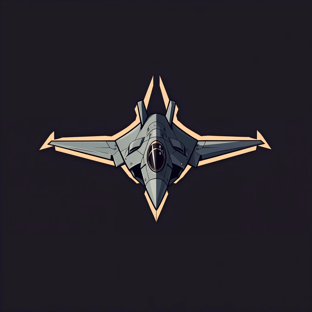 A sleek, futuristic aircraft with metallic textures and sharp angles against a dark background.
