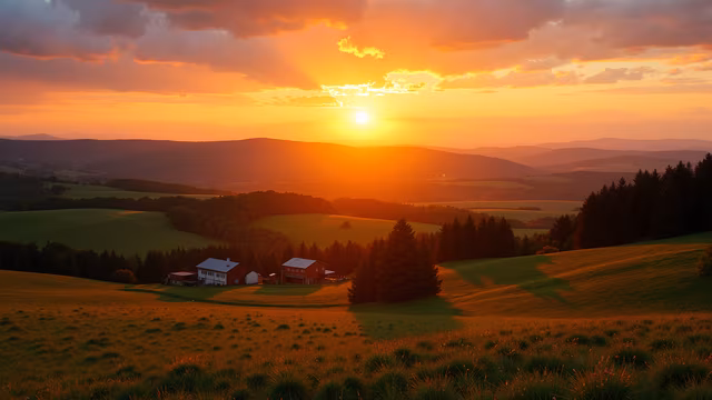 Sunset Over Rolling Hills