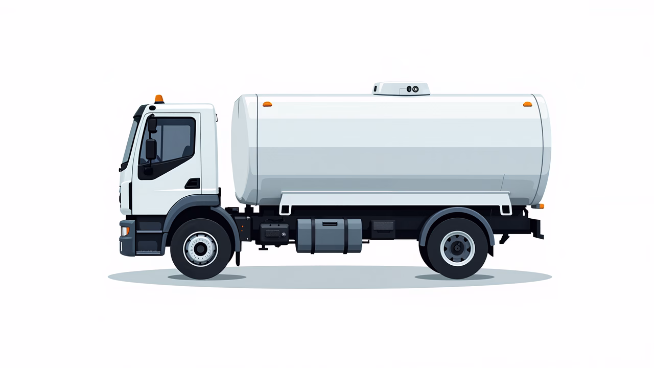 A modern tanker truck illustration with a sleek design and functional details.
