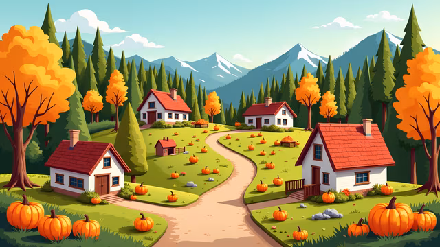 Autumn Village Illustration