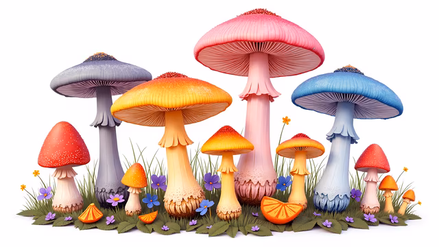 Colorful Fantasy Mushrooms