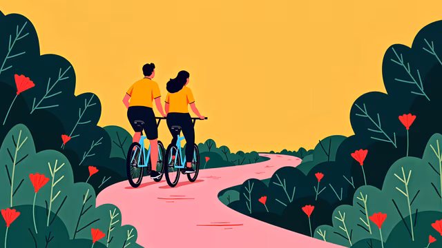 Couple Cycling Together