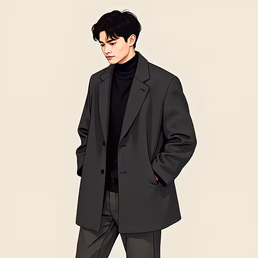 Elegant Man in Black Suit
