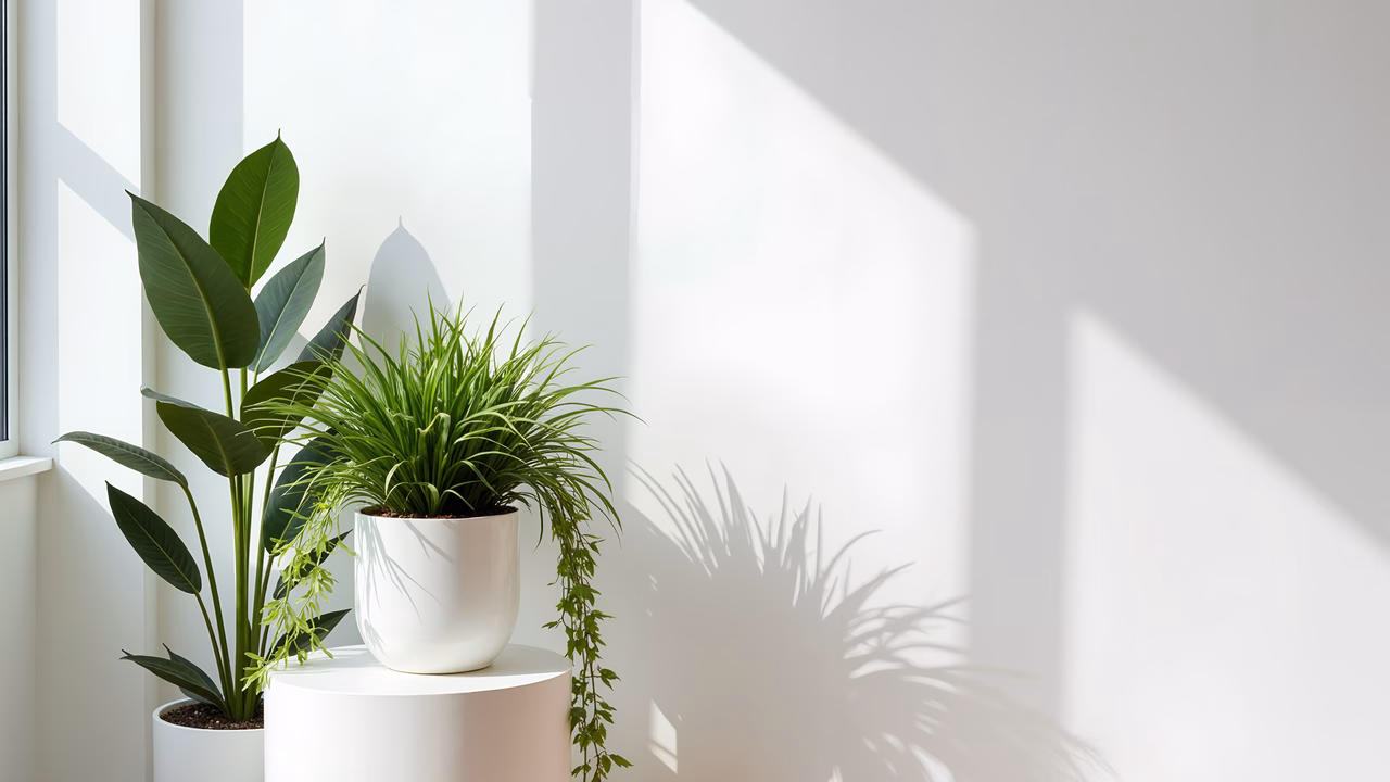A peaceful indoor setting with minimalistic design and natural light.