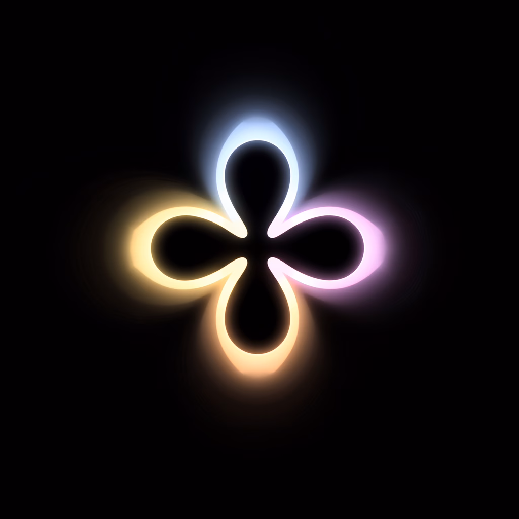 Vibrant neon symbol on a dark background, modern design.