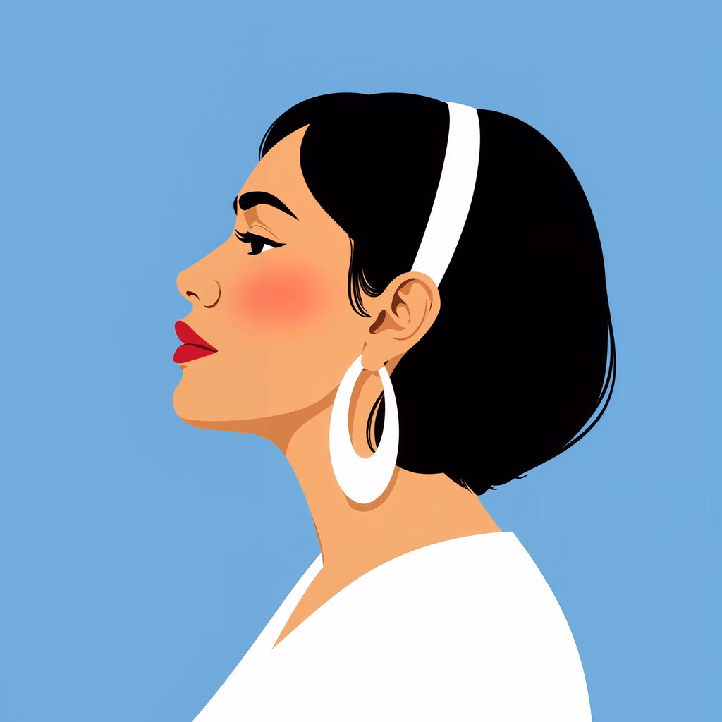 Elegant side profile portrait with bold features and minimalist design.