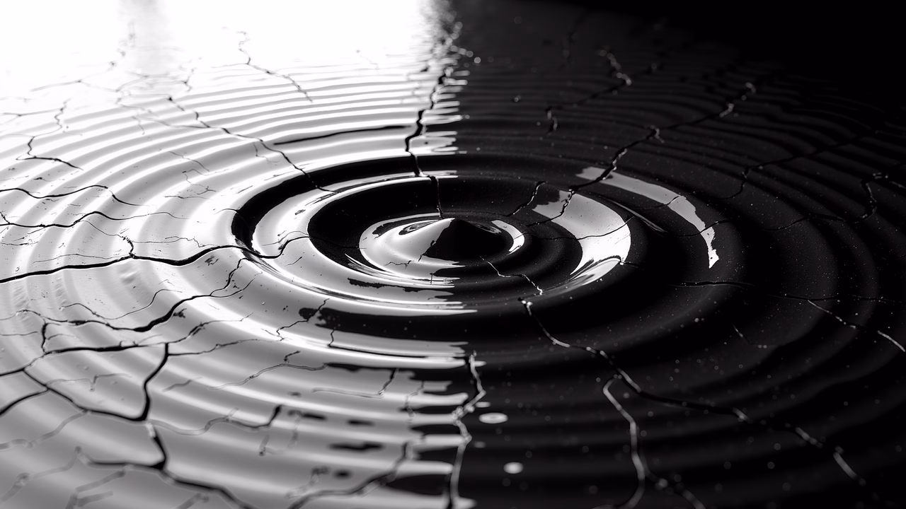 Monochrome ripples create a dramatic abstract pattern.