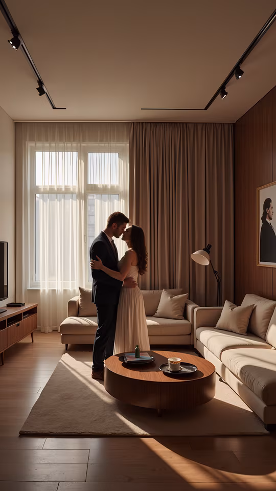 Romantic Embrace in Soft Light