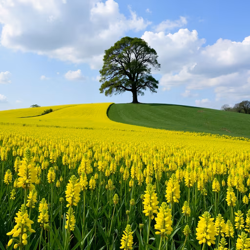 Solitary Tree Amongst Yellow Fields