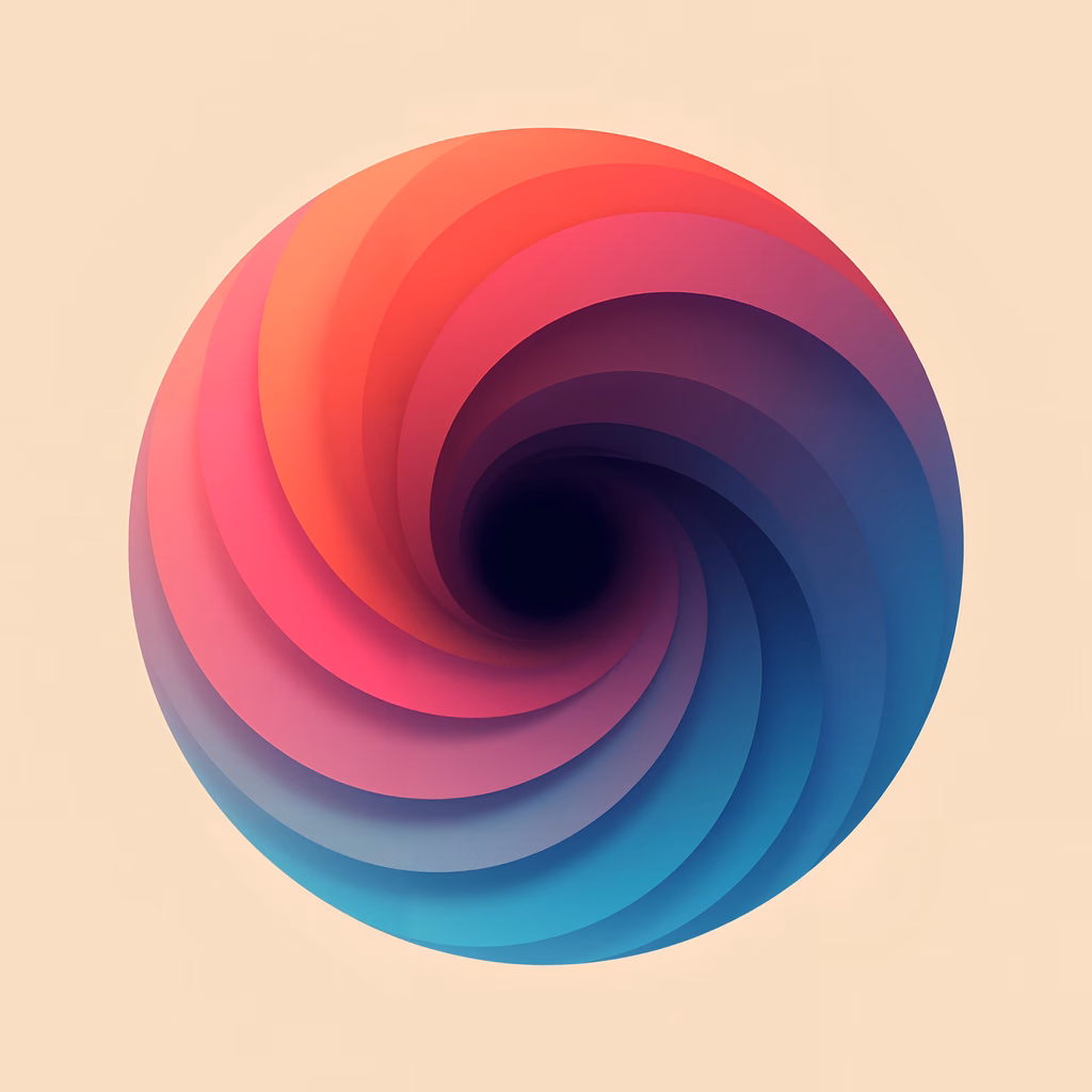 Vibrant spiral with smooth color gradients and a mysterious central void.