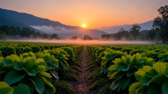 Sunset Over the Strawberry Field