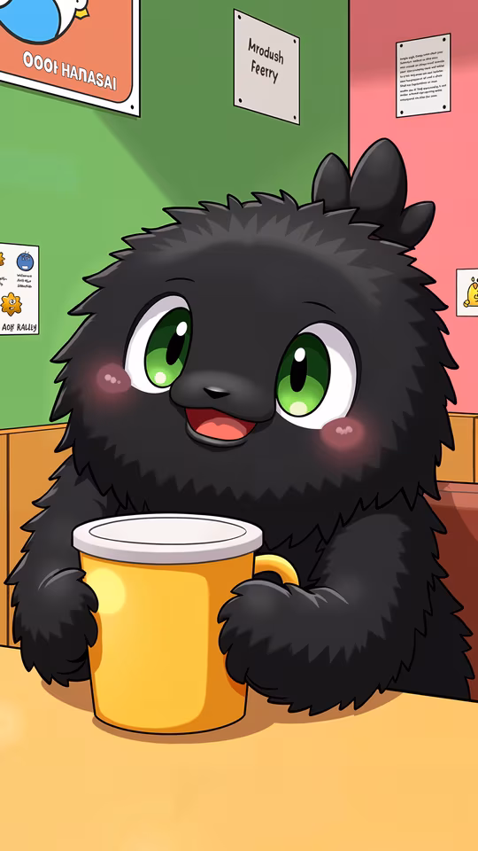 Cartoon Character Holding Mug