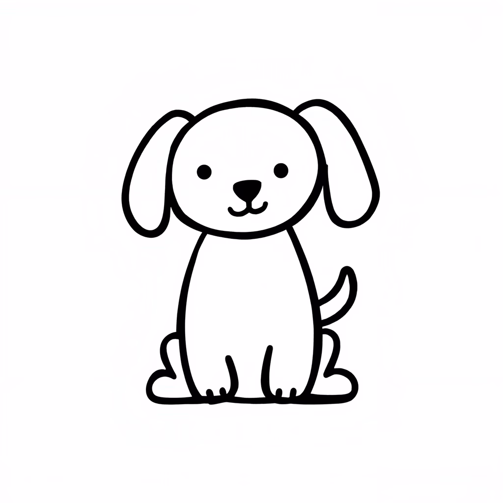 A cute, minimalist cartoon dog illustration.