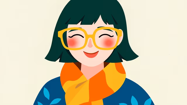 Cartoon Girl with Glasses