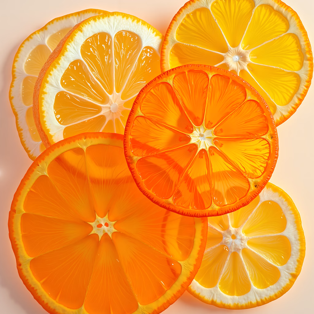Bright citrus slices on a soft background, emphasizing freshness and natural beauty.