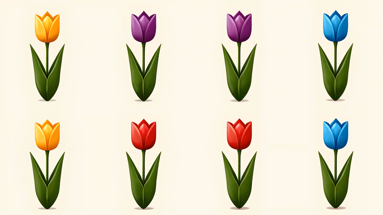 Vibrant tulips in different colors on a beige background.