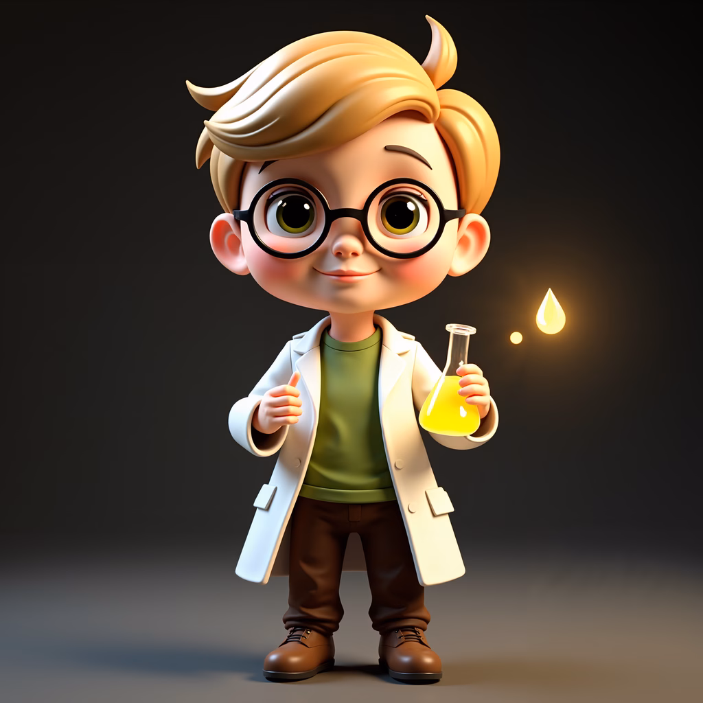 A curious young scientist exploring the wonders of chemistry in a magical setting.