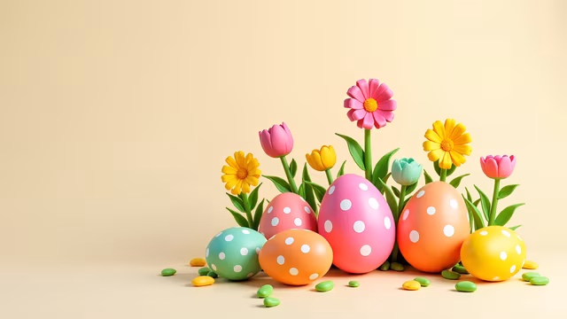 Easter Eggs and Flowers Illustration
