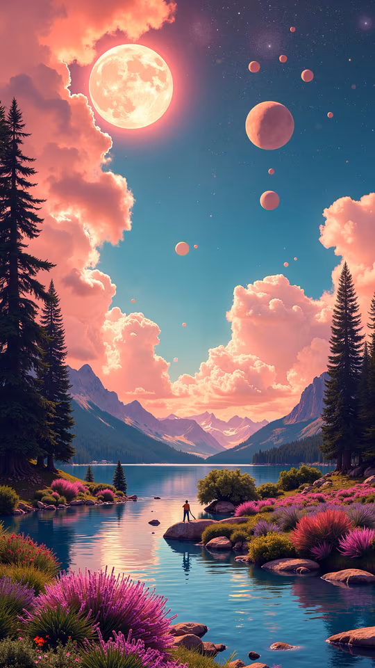 Fantasy Landscape with Moon
