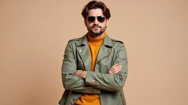 Fashionable Man in Olive Jacket