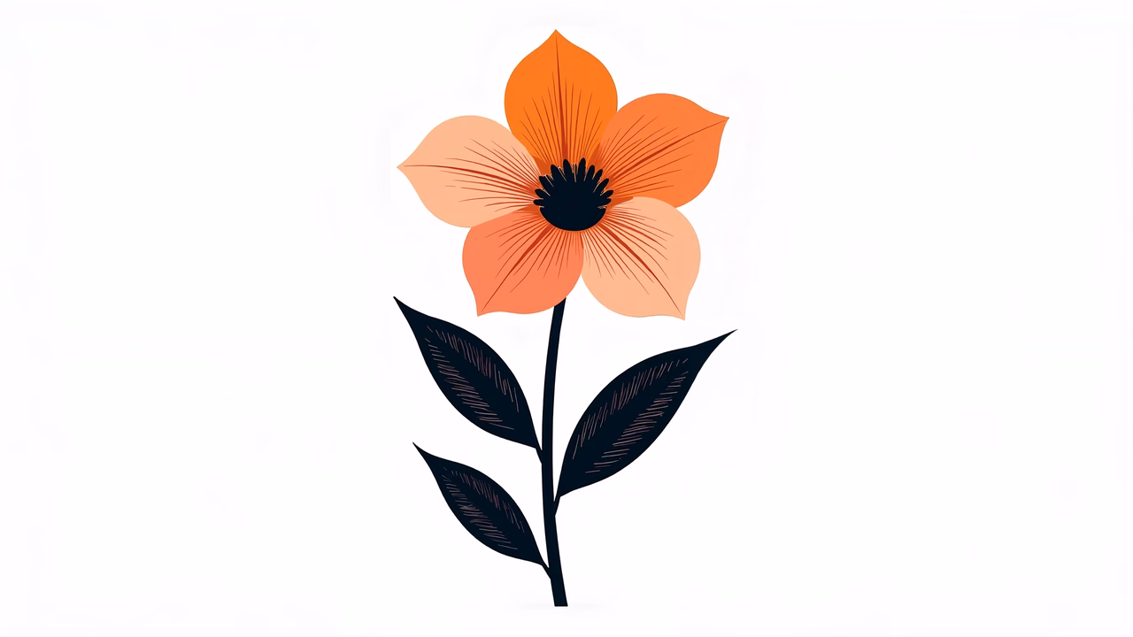 Vibrant floral illustration with contrasting colors and modern design.