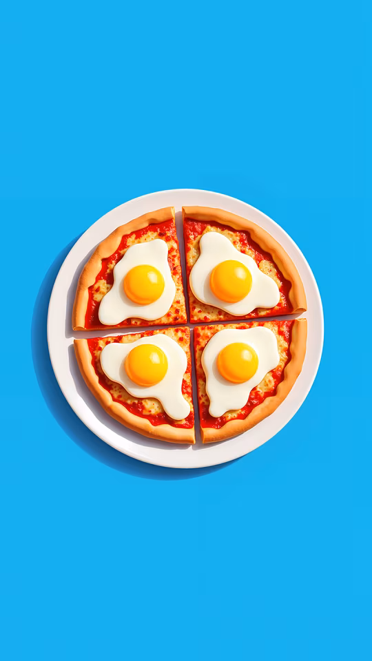 Fried Egg Pizza Illustration