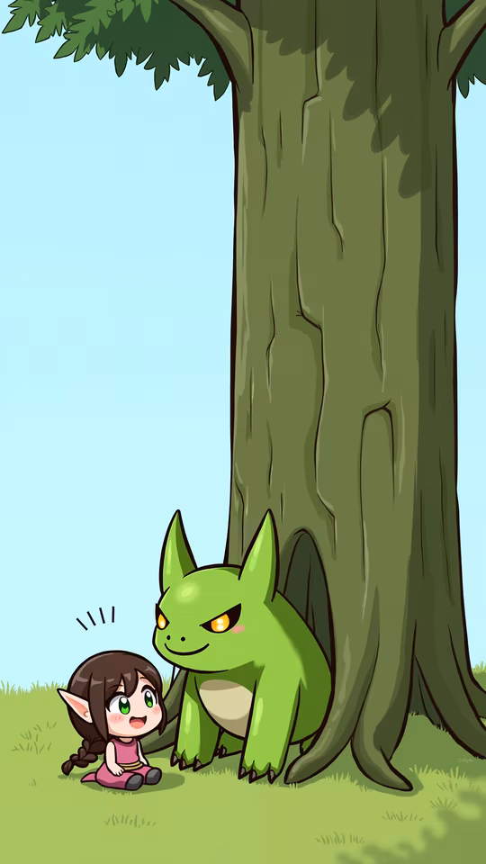 Friendly Dragon and Elf