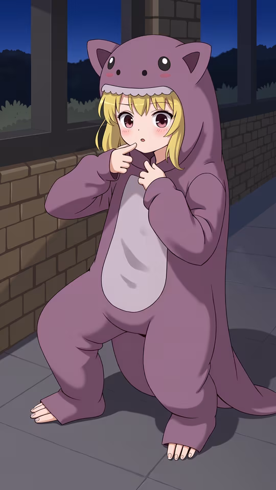 Girl in Dinosaur Costume