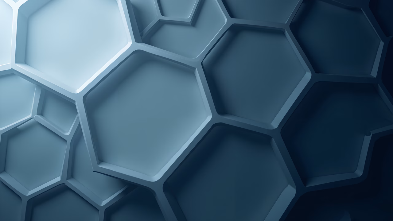 Abstract hexagonal grid in soothing blue tones, creating a serene visual experience.