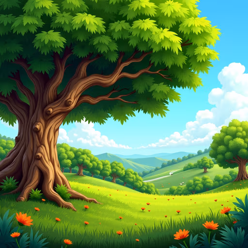 Lush Green Landscape Illustration