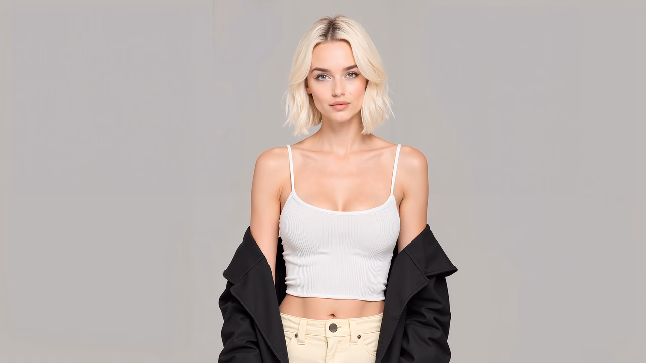 Elegant minimalism in fashion photography with soft lighting and a clean background.