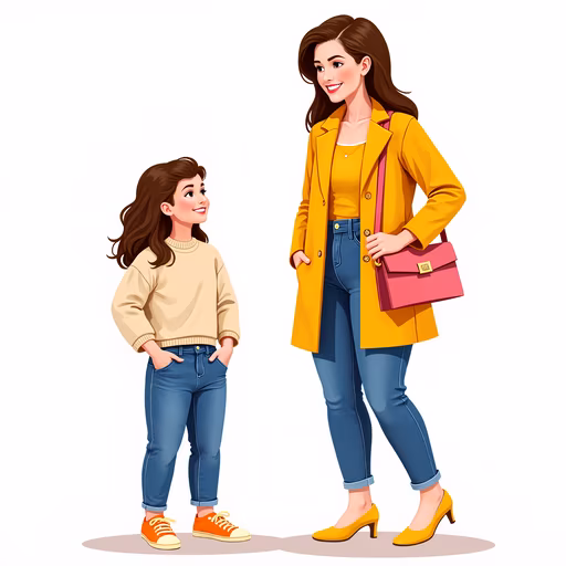 Mother and Daughter Illustration