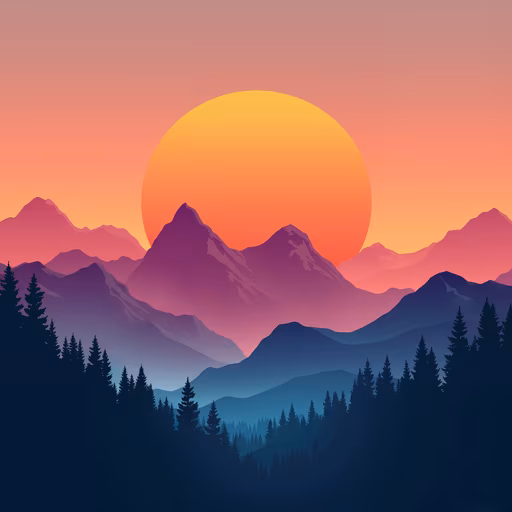 Mountain Sunset Illustration