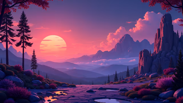 Mountain Sunset Illustration