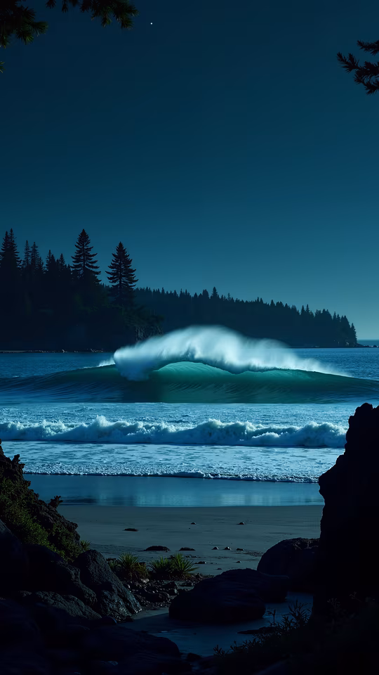 Ocean Wave at Night