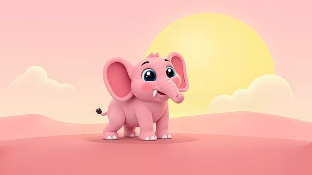 Pink Elephant Illustration